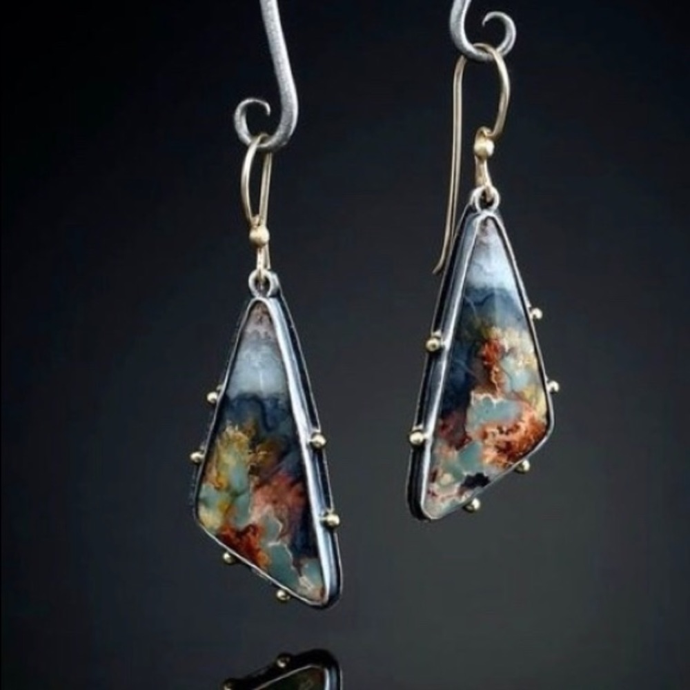 COPY - 925 silver volcanic amber earrings